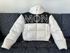 100 AUTH MONCLER White/Black Gers Puffer Short Down Jacket Size 0