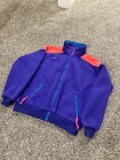 Vintage Columbia Fleece Jacket Mens L Purple Made USA Full Zip Radial Sleeve 90s