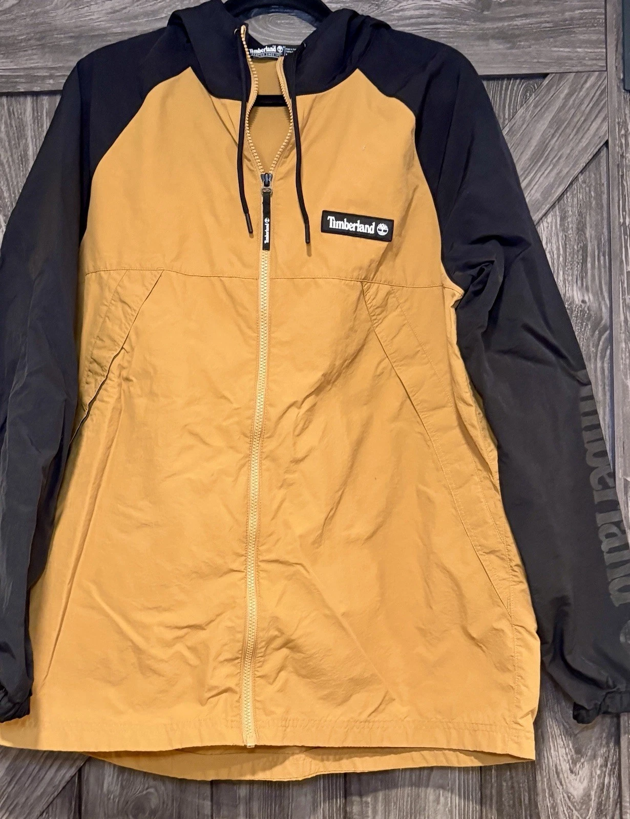Timberland Jacket Windbreaker Wheat Black sz LARGE camping Hiking