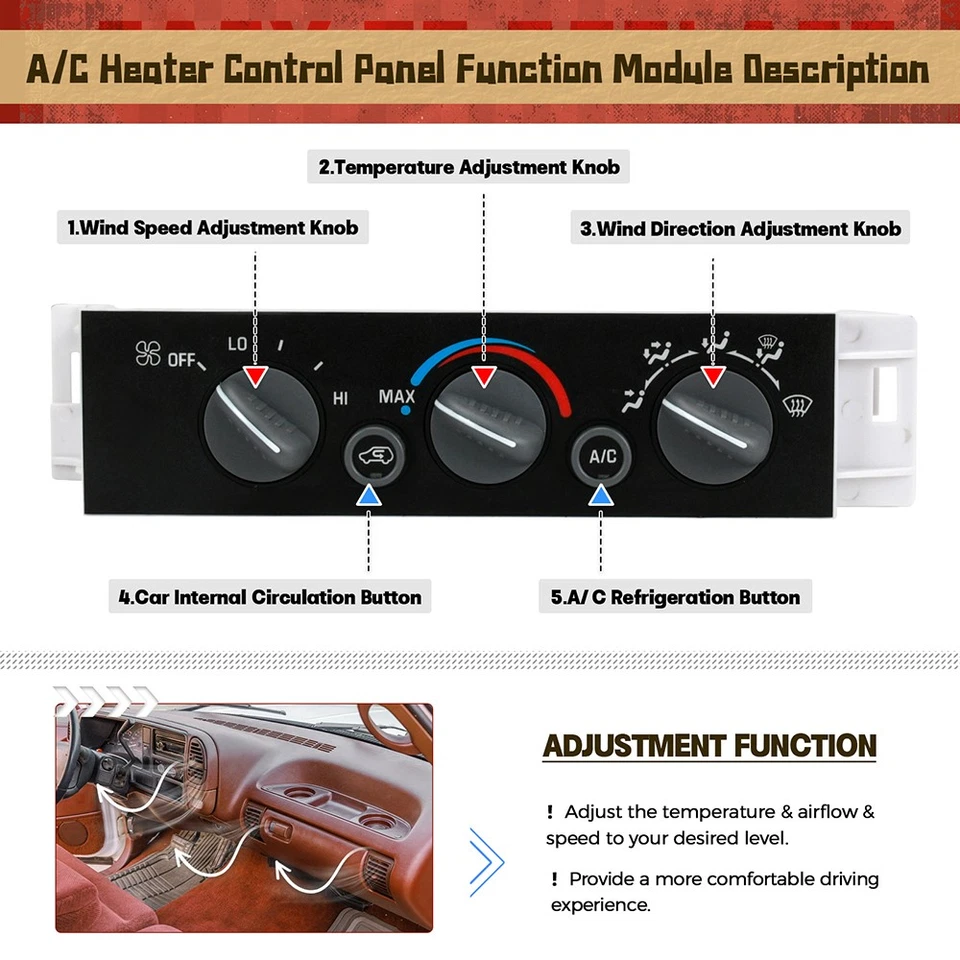 A/C Heater Climate Control Module For Chevy GMC C1500-C3500 K1500-K3500 599-007 - Image 3 of 4