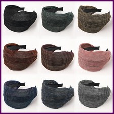 3.9inch Wide Hard Headband with Teeth for Women Girls Hair Band Pleated Cloth