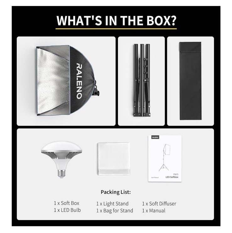 RALENO Softbox Photography Lighting Kit, 16'' x 16'' Softbox Lighting
