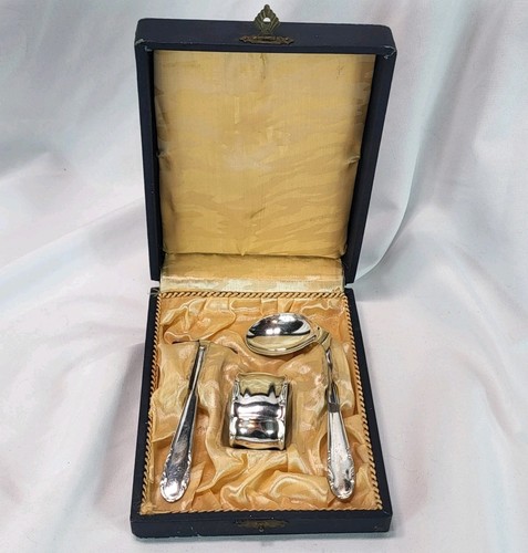 Alpaca Hoka Silver Baby Spoon & Pea Pusher Set w Display Box
