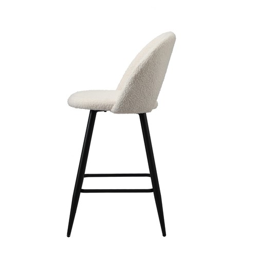 Oikiture 2x Bar Stools Kitchen Counter Stool Dining Chairs Boucle White HORN - Picture 5 of 10