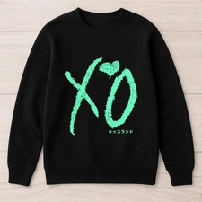 The Weeknd Xo Logo Sweatshirt, Green Xo Symbol Merch Streetwear Pullover Sweater