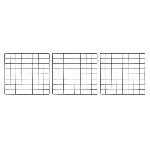 3Pcs Iron Wire Grid Panel Board Photo Display Holder Hanging Frame Black 16"x16"