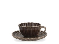 H&h 6 Cups Caffè Lotus Mit Gericht IN Steingut Braune Cc 120