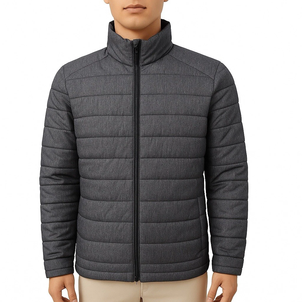 George Men’s Lightweight Zip-up Puffer Style Jacket Jackets: M Charcoal Grey