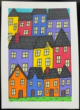 ACEO Original House Landscape Houses Yard Home Artwork Collectible Atc Small Art