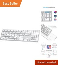 Bluetooth Keyboard for Mac with Numeric Keypad - Ergonomic Silver Design