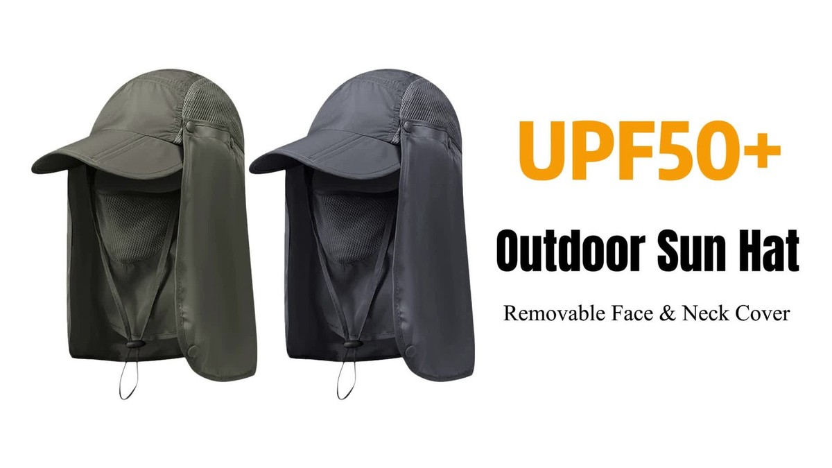 Unisex Sun Hat with Ear Neck Flap Face Cover Fishing Safari Cap UV