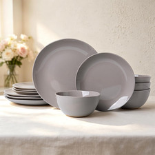 Dinnerware Sets for 4, 12 Pieces Stoneware Plates and Bowls Sets