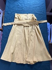 Womens A-Line Midi Wrap Waist Skirt With Tie Belt - Yellow - Medium