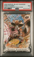 2020 UD MARVEL BLACK DIAMOND SKETCH CARDS ROCKET RACCOON EDDE WAGNER PSA 7