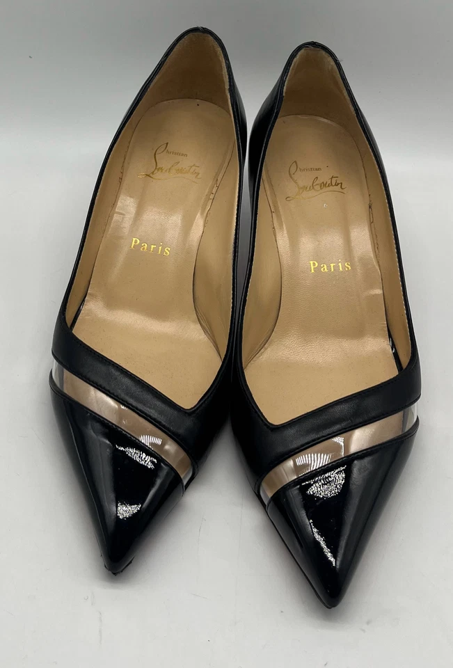 Christian Louboutin '17th Floor' Pointed Toe Kitten Heel Pumps sz 36.5 - Image 2 of 4