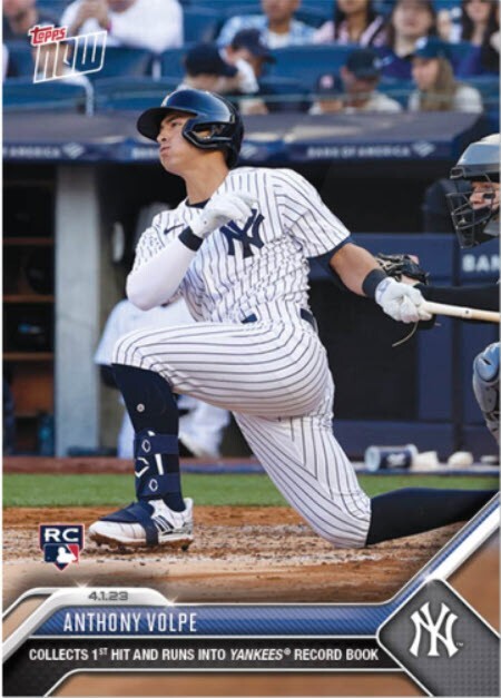 Anthony Volpe RC 2023 Topps Now #22 - Yankees Prospect Collects 1st Hit and Runs