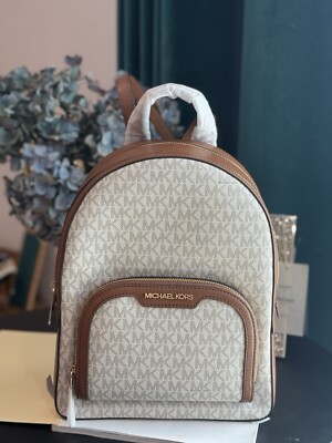 Michael Kors Jaycee Medium Logo Backpack Bag Handbag Brown $498 Nwt Michael Kors Jaycee Medium MK Signature Logo Backpack  main image 4
