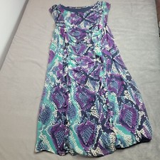 Ella Moss Multicolor Sleeveless Midi Dress With Abstract Print Ruffle Detail & L