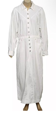 Free People Mad Love Denim Midi Dress Size M white - Picture 4 of 5
