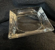 VINTAGE CLEAR GLASS Square CIGAR CIGARETTE ASHTRAY 3 1/2"