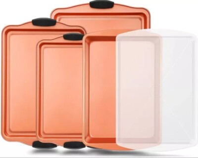 NutriChef 5-teiliges Backformen Set - Stapelbare Plätzchenbleche & Bräter mit...