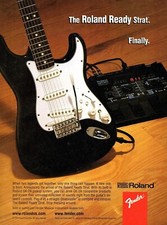 vtg ROLAND READY STRATOCASTER MAGAZINE PRINT AD Fender Synthesizer Guitar Pinup