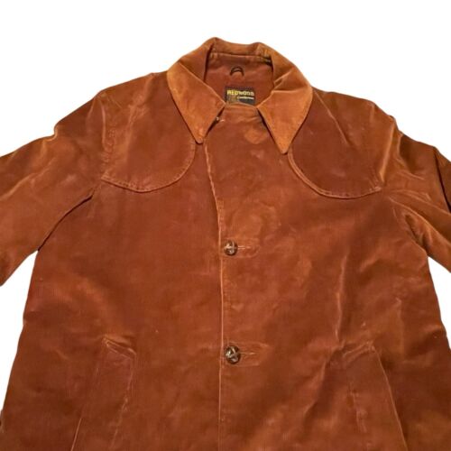 Vintage 70s Redwood Sportswear Coat Men 48 XT Tall Brown Corduroy Chore Rancher - Picture 2 of 13