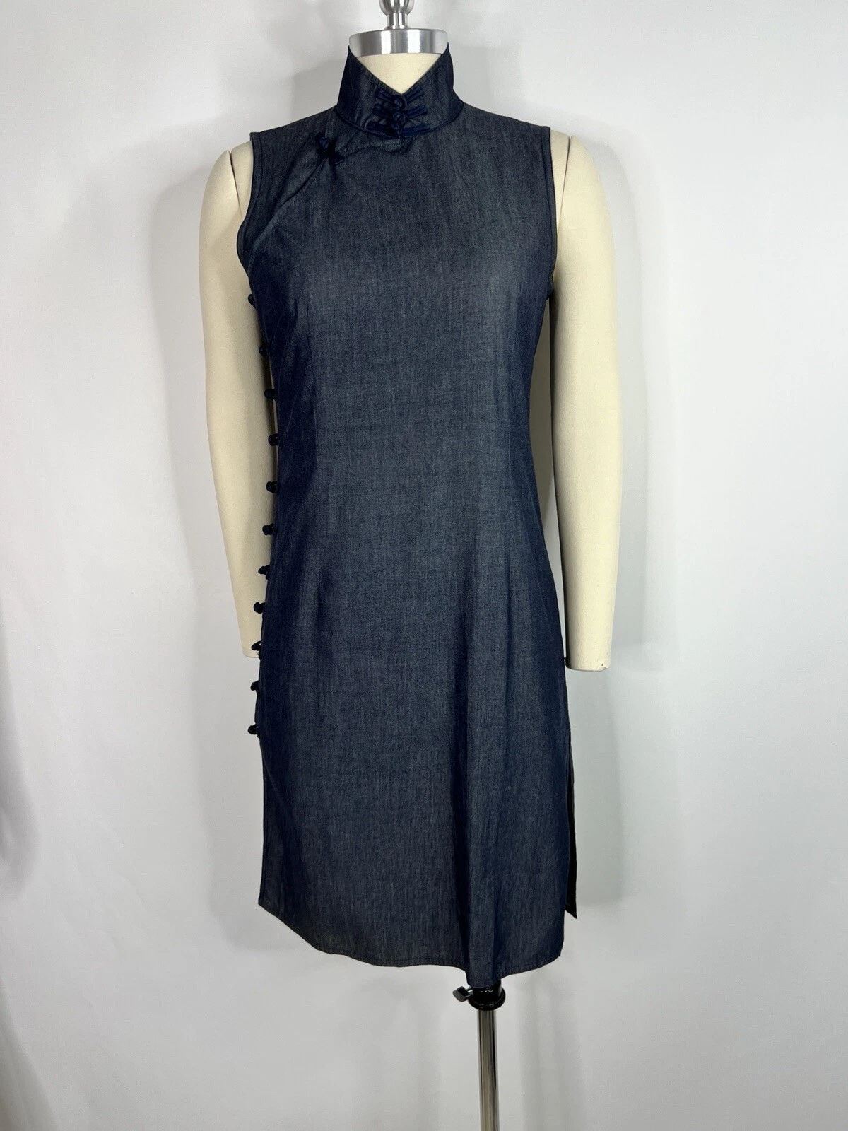 Abito vintage Miu Miu blu Cheongsam 44 L