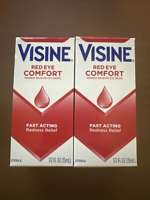 Visine Red Eye  Comfort Eye Drops Lubricate (0.5 oz) Lot of 2 Piece