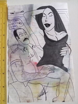 Vintage KUNSTANSICHT Zeichenpapier Erwachsene KUNST 2000 signiert Kopulation Paar 