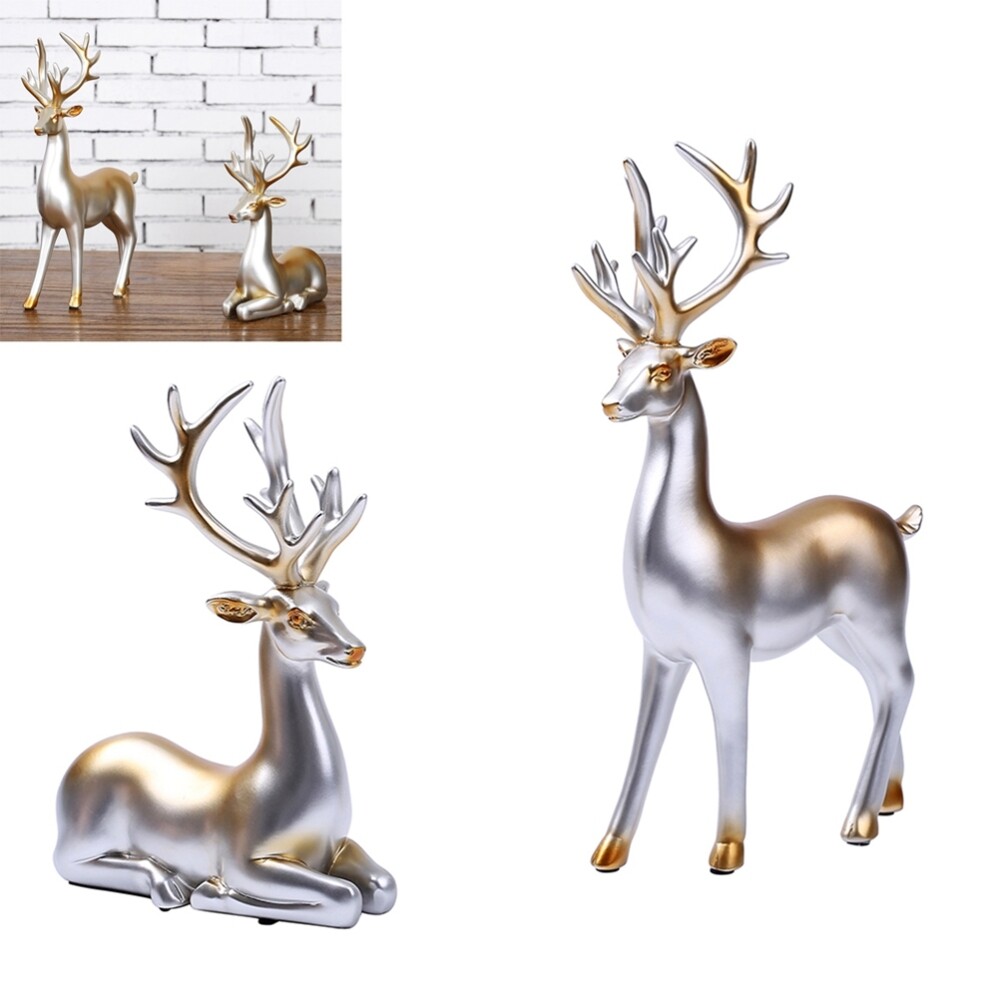 Gold Reindeer Figurine Resin Cartoon Figurine Resin Reindeer Figurines