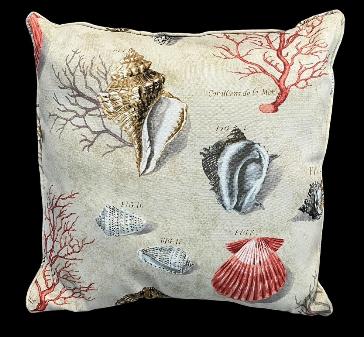 Raymond Waites Sea Shells Beach Indoor/Outdoor Decorative Accent Throw Pillow