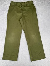 VINTAGE Boy Scouts Pants Men 34 Green Official Uniform Twill Cotton 34x29 READ