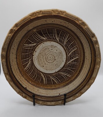Vintage Lori Sargent Art Pottery Pie Dish 10  Signed 1984 Dish Plate
