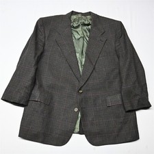 Vtg Bill Blass 48R Houndstooth Flannel Tweed Wool Blazer Jacket Sport Coat
