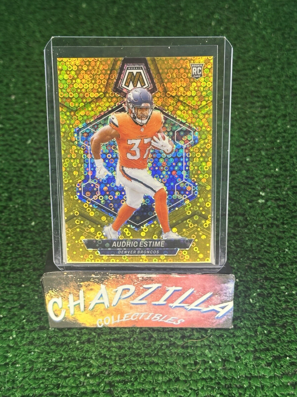 2024 Mosaic Audric Estime No Huddle Gold Disco /10 #392 RC Broncos