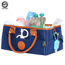 Diaper Caddy Organizer Bag Storage Tote for Baby Stuff Gifts for Moms Navy Blue