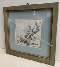 orig. Kupferstich gerahmt Putto Engel um 1700 Ma�e: 35x36cm
