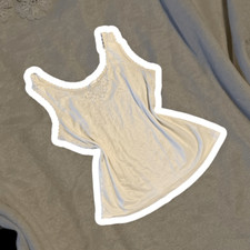 Vintage Y2K Cream Ivory White Lace Tank Scalloped Floral Flower Medium