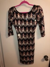 Crystal Doll Jr’s Size Large Mid Sleeve Sequin Short Cocktail Formal Prom Dress