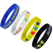    Autism Awareness Silicone Wristbands Adult Size 4 Pack 