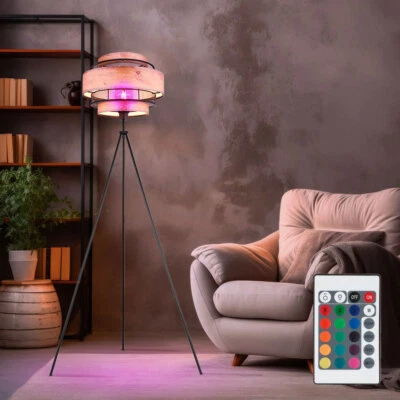 Lampadaire Sur Pied De Style Bois Noir Lampe D'Appoint H 150 Cm - Photo 1/4