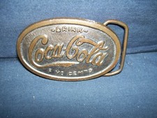 Coca-Cola Five Cents Belt Buckle Used 3 x 2 inches
