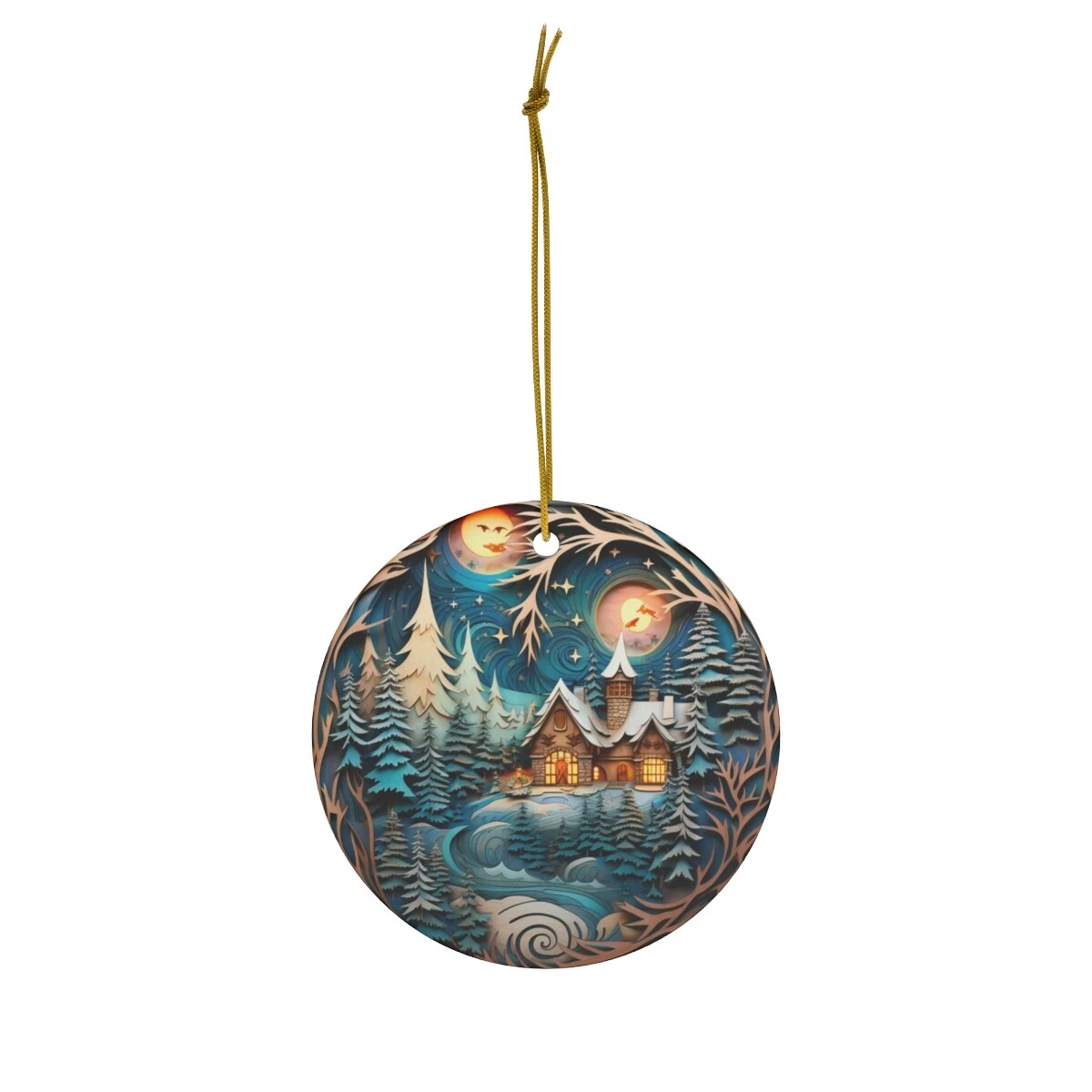 Winter wonderland Christmas Ceramic Ornament