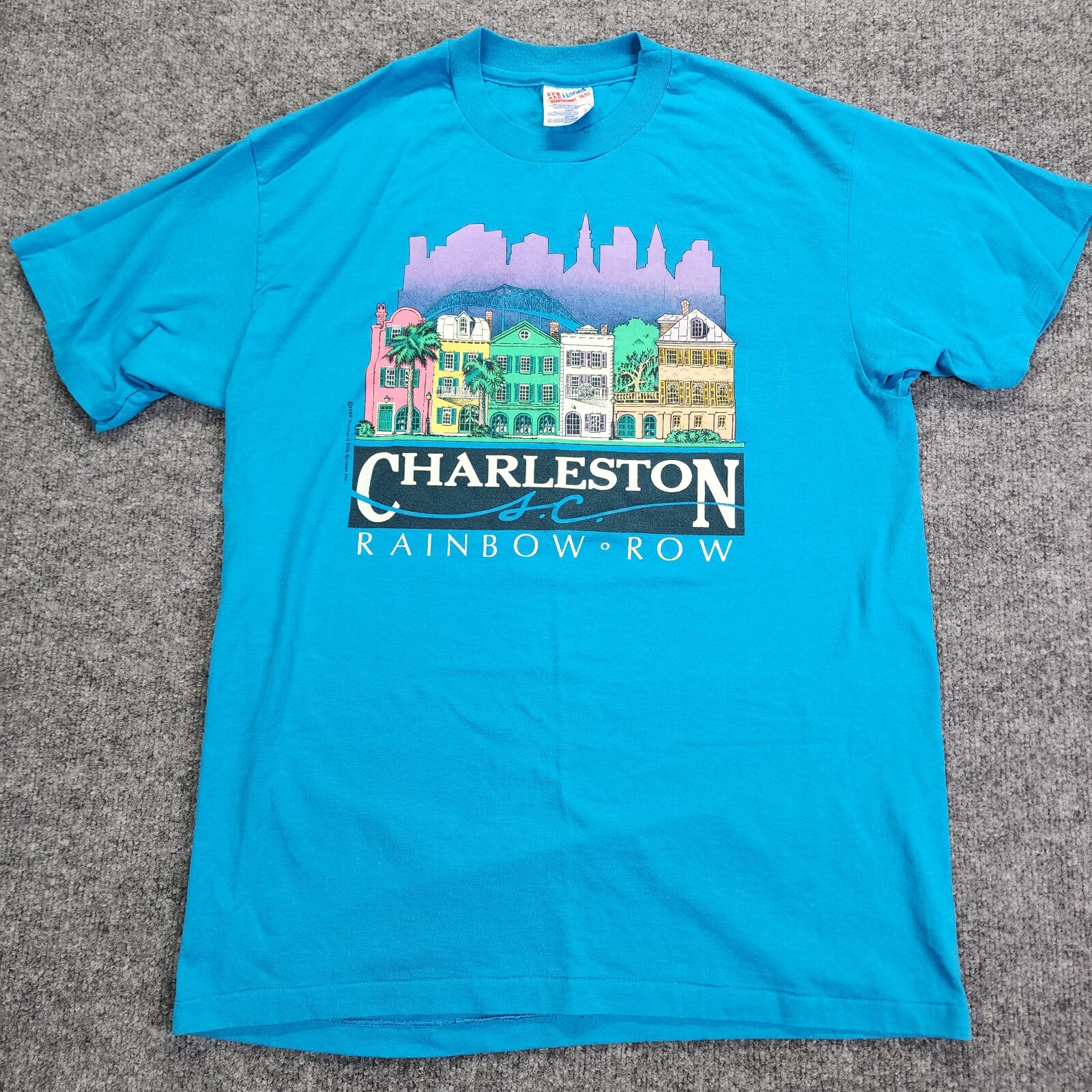 FILA T shirt vintage 1988 Charleston South Carolina Rainbow Row Road USA punto singolo L