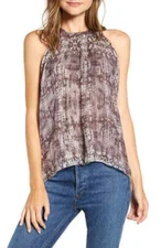 Anthropologie Velvet by Graham & Spencer Debbie Snakeskin Lurex Printed Top M