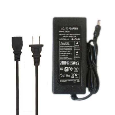 24V Power Supply Adapter 2A 48W 100-240V AC to DC Converter Transformer 24 Vo...