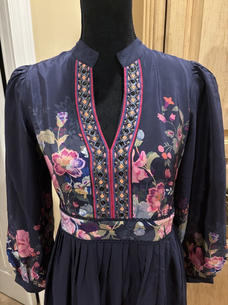 Johnny Was Valeria Silk Maxi Dress Women's Size S/P NWT $598