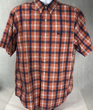 Chaps By RALPH LAUREN Orange Blue Plaid Short Sleeve Button Down Shirt Men's XL