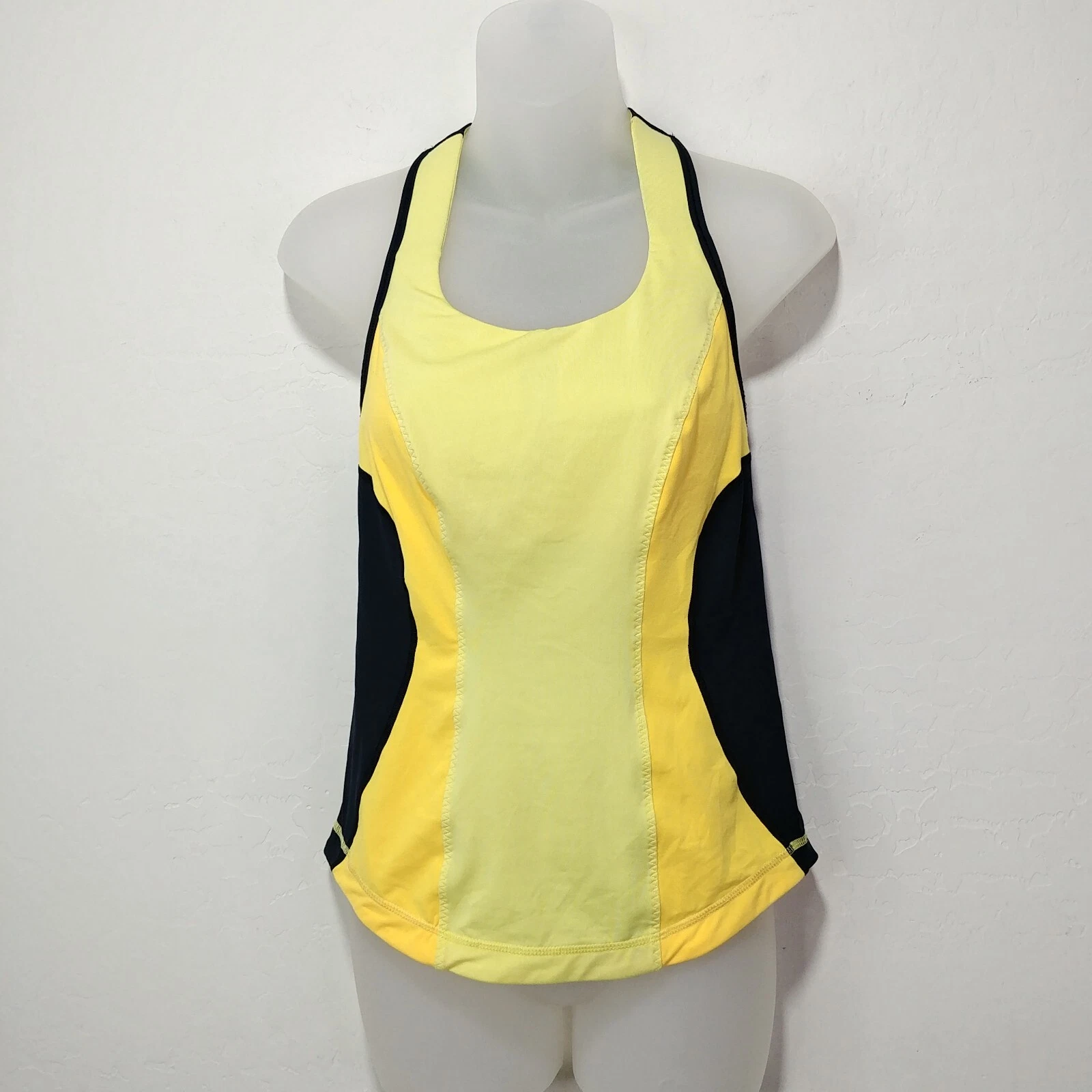 Lululemon Cardio Kick Tank Mellow Lemon Color Block Sleeveless Size 6